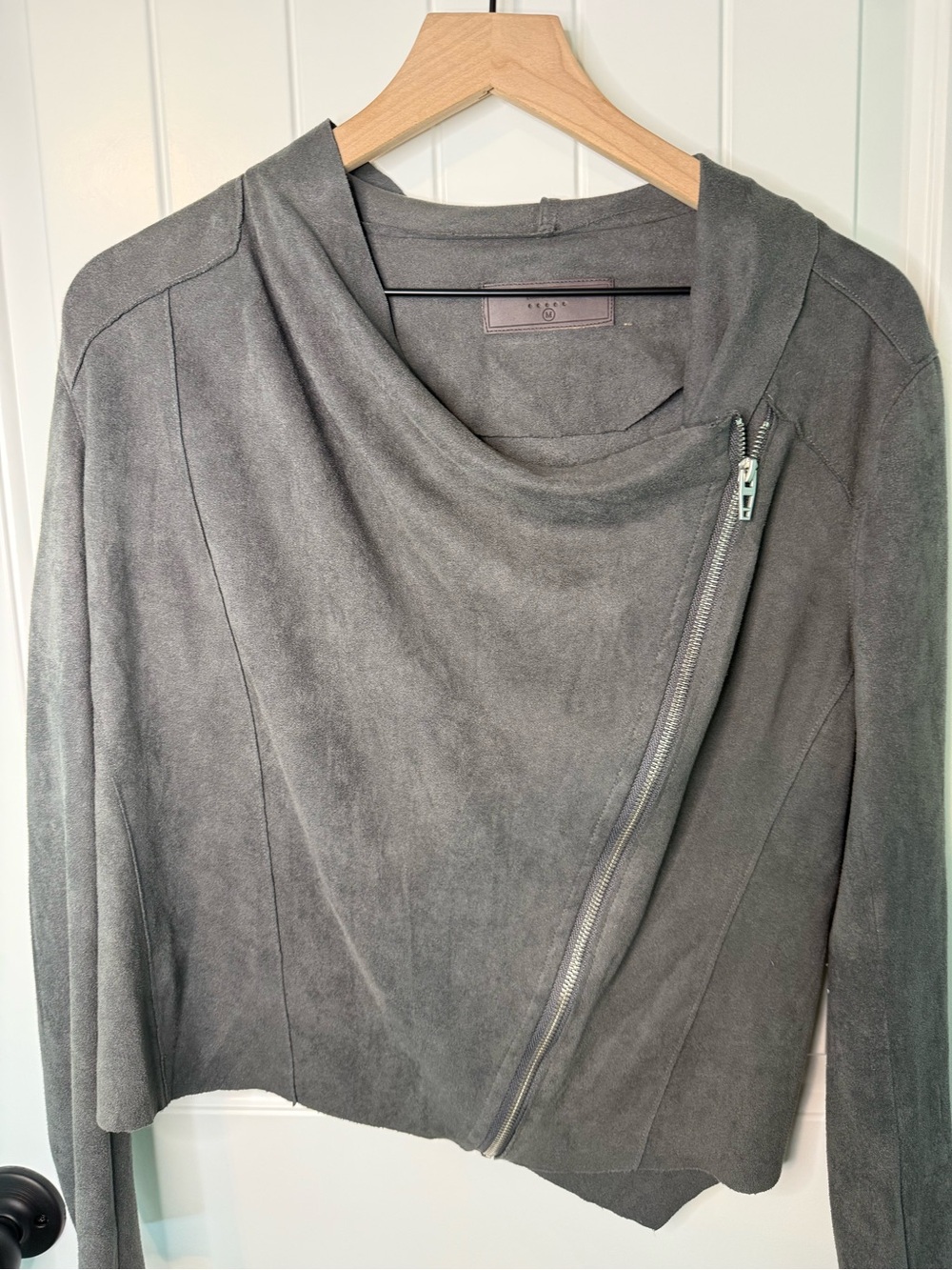 Blank NYC Charcoal Gray Suede-Asymmetrical moto Jacket- Size Medium